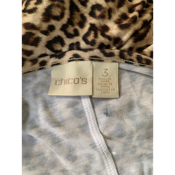 Chicos Safari Map Top Women Size 3 US XL Tie Front 3/4 Sleeves Leopard Print - Picture 8 of 10